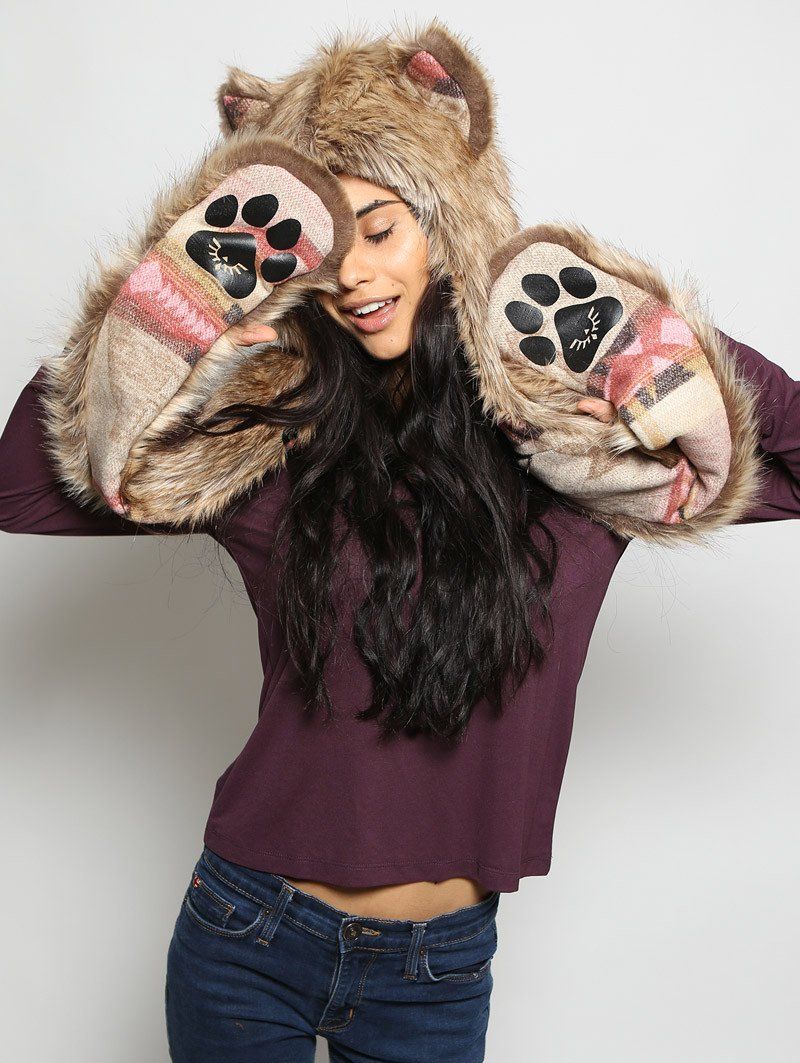 Woman wearing Coyote Italy Faux Fur *Unisex* SpiritHood