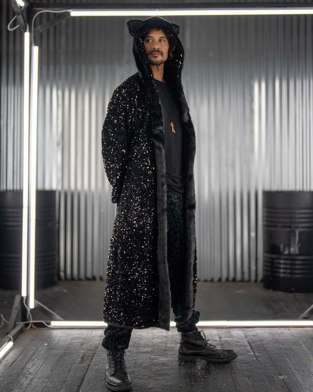 SpiritHoods Men's Sequin Black Panther Robe