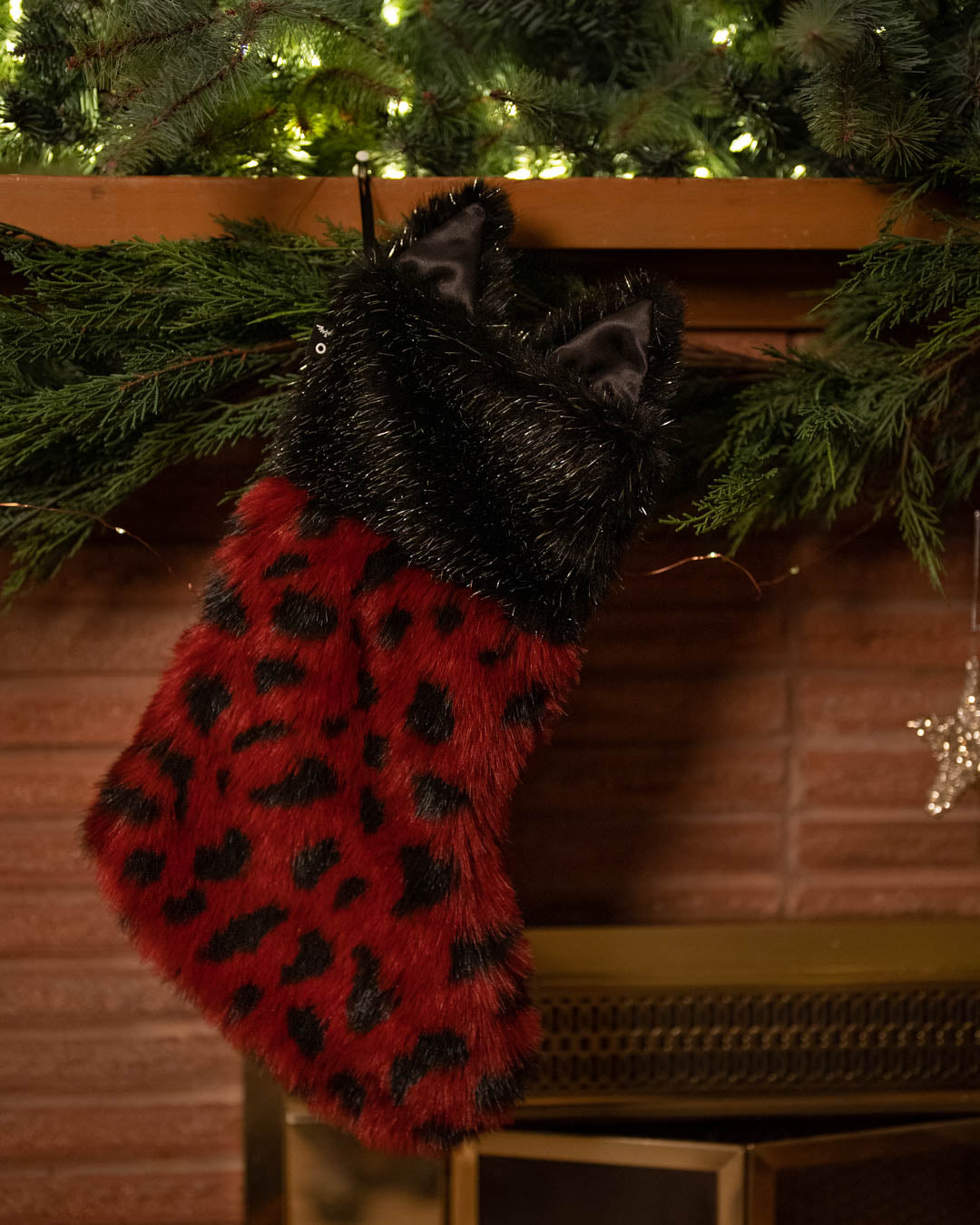 Wild Cat Faux Fur Christmas Stocking