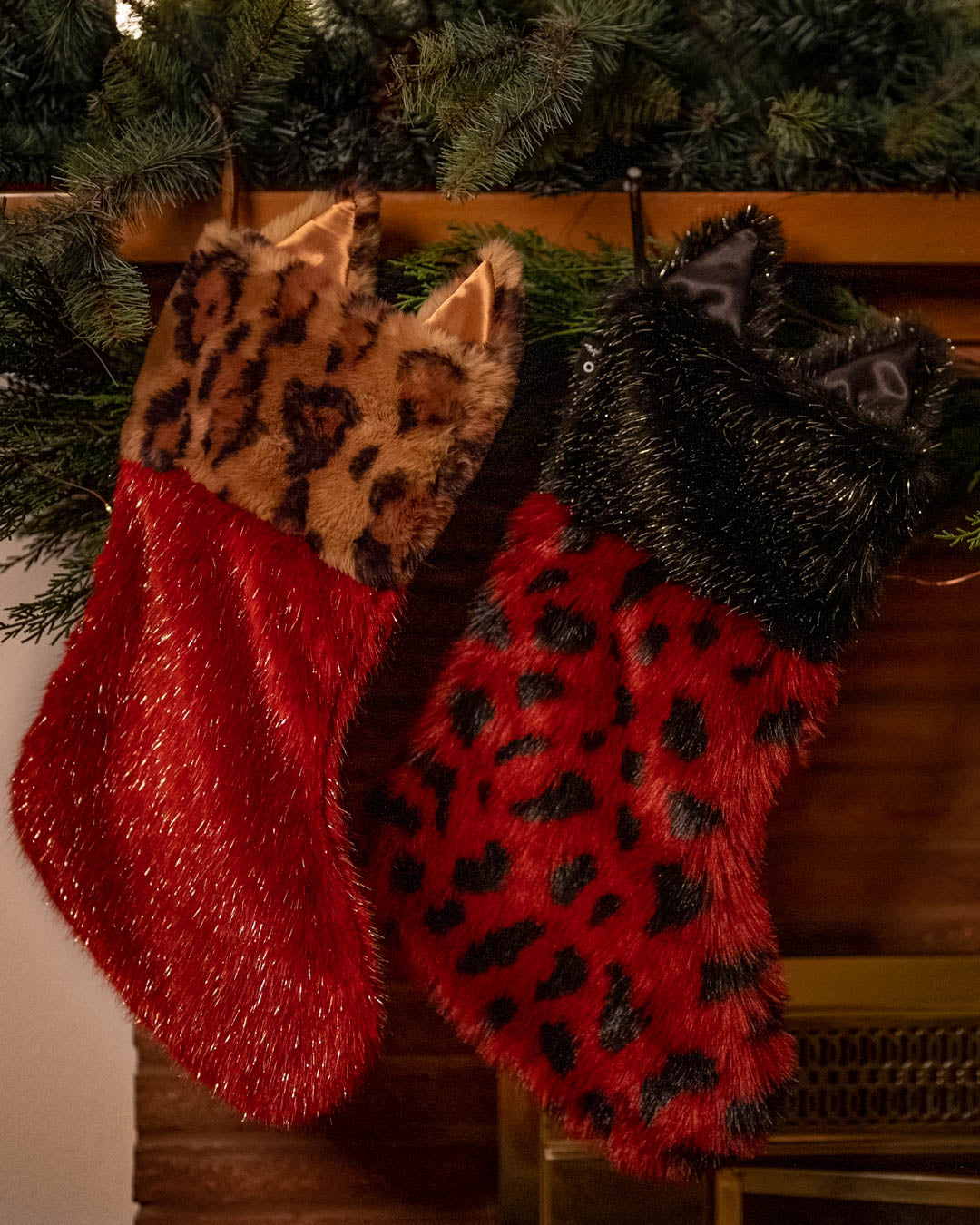 Leopard Faux Fur Christmas Stocking