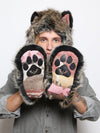 Man wearing Direwolf Italy Collectors Edition faux fur hood, front view 4