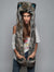 Woman wearing faux fur Direwolf Italy Collectors Edition, front view 3