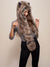 Woman wearing Dire Wolf Faux Fur Hood, side view 1