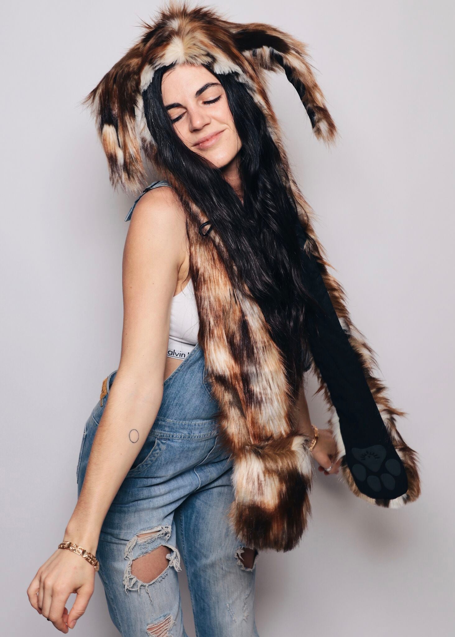 Hooded Faux Fur with LE Brown Rabbit Design
