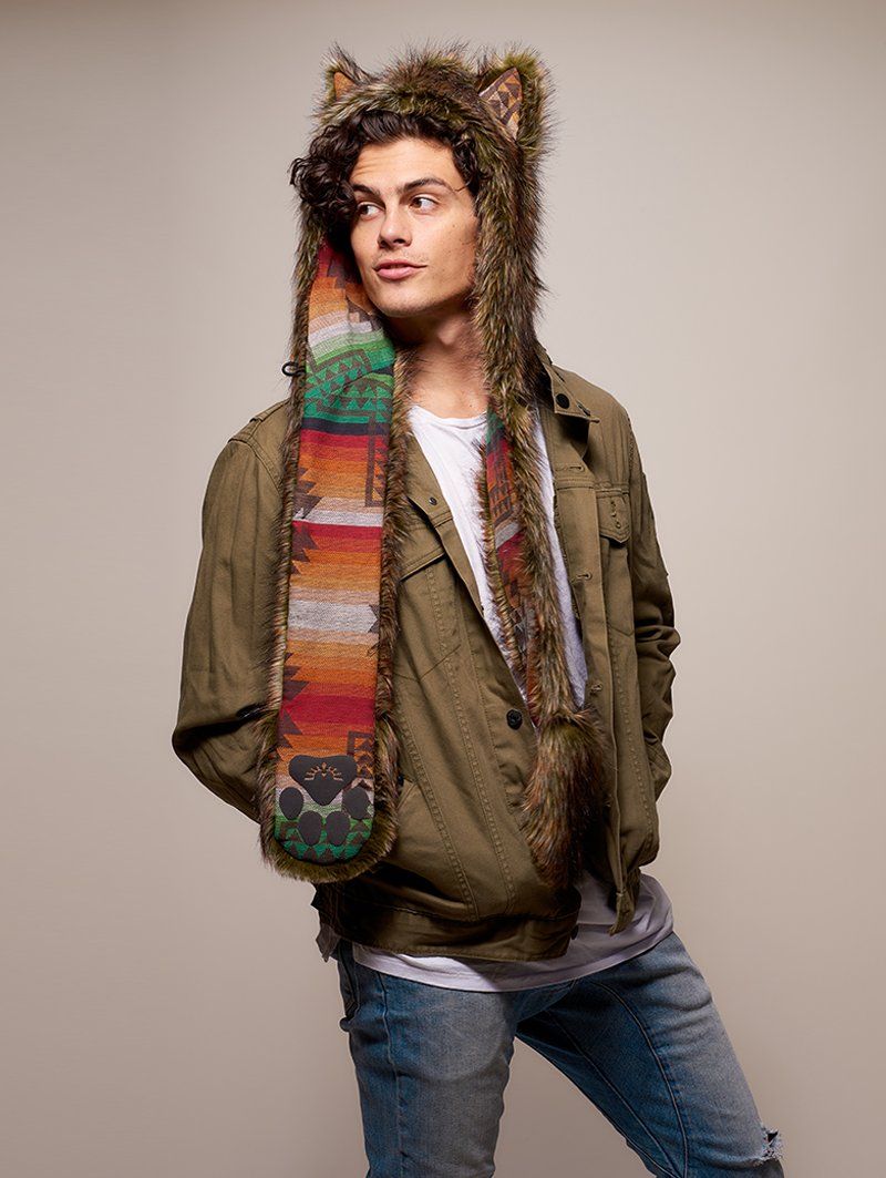 Man wearing faux fur Collector Edition Forest Fox Italy SpiritHood, front view 5