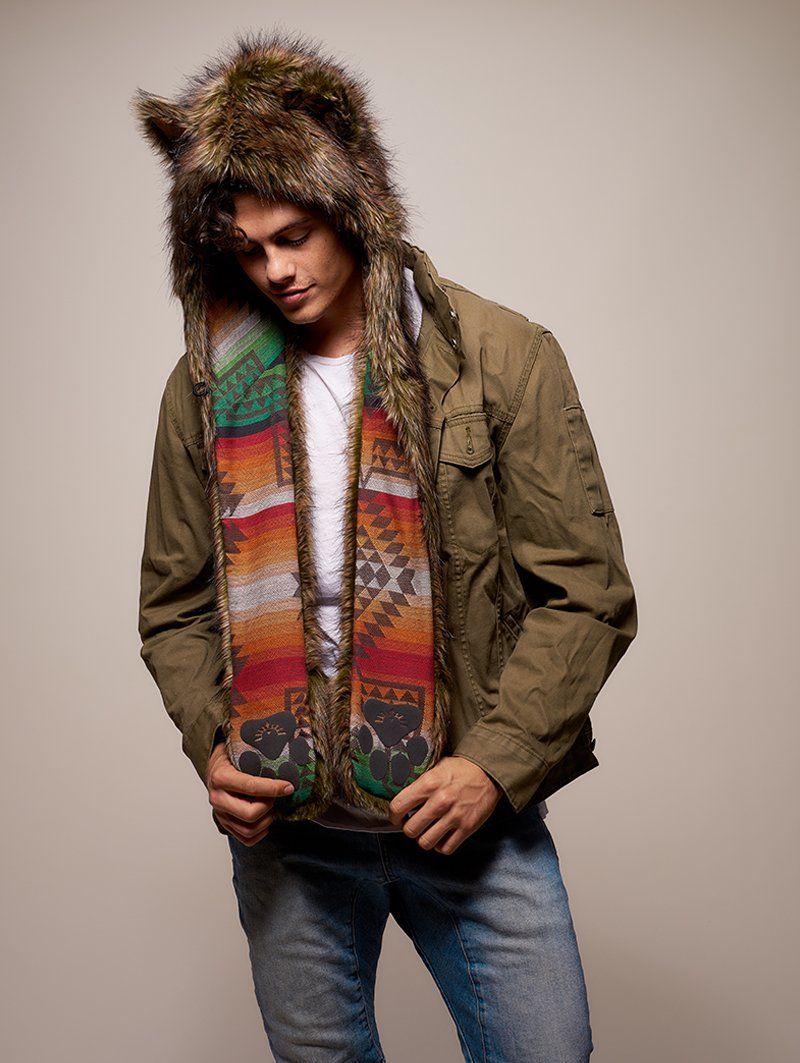 Man wearing faux fur Collector Edition Forest Fox Italy SpiritHood, front view 4