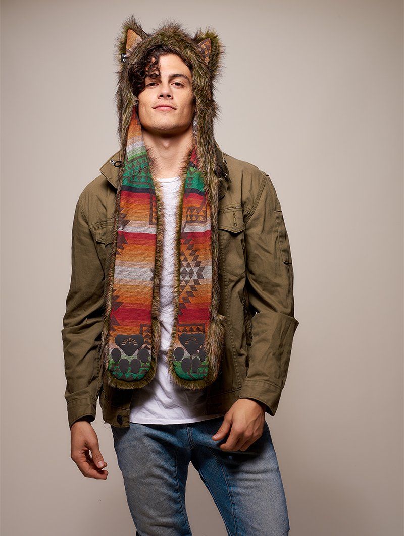 Man wearing faux fur Collector Edition Forest Fox Italy SpiritHood, front view 6