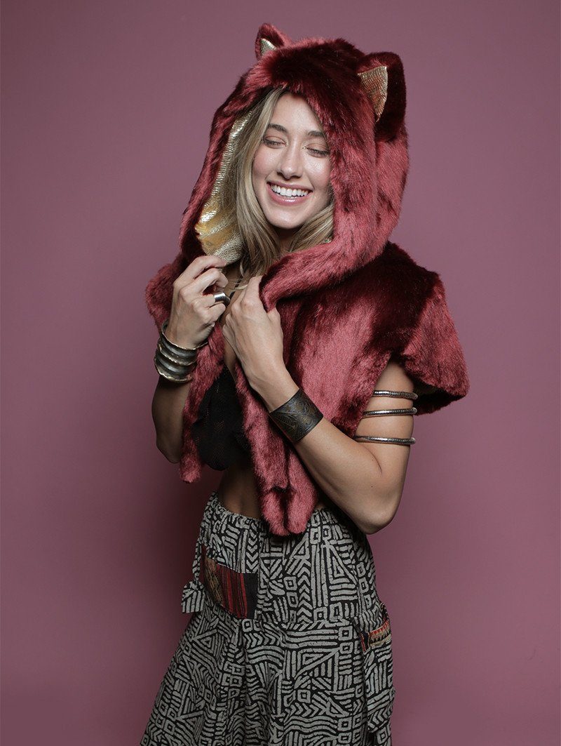 Limited Edition Fire Wolf Shawl with Hood on Female