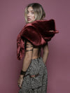 Female Wearing Limited Edition Fire Wolf Shawl SpiritHood 