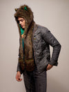 Man wearing Galaxy Forest Fox CE Faux Fur SpiritHood, side view 1