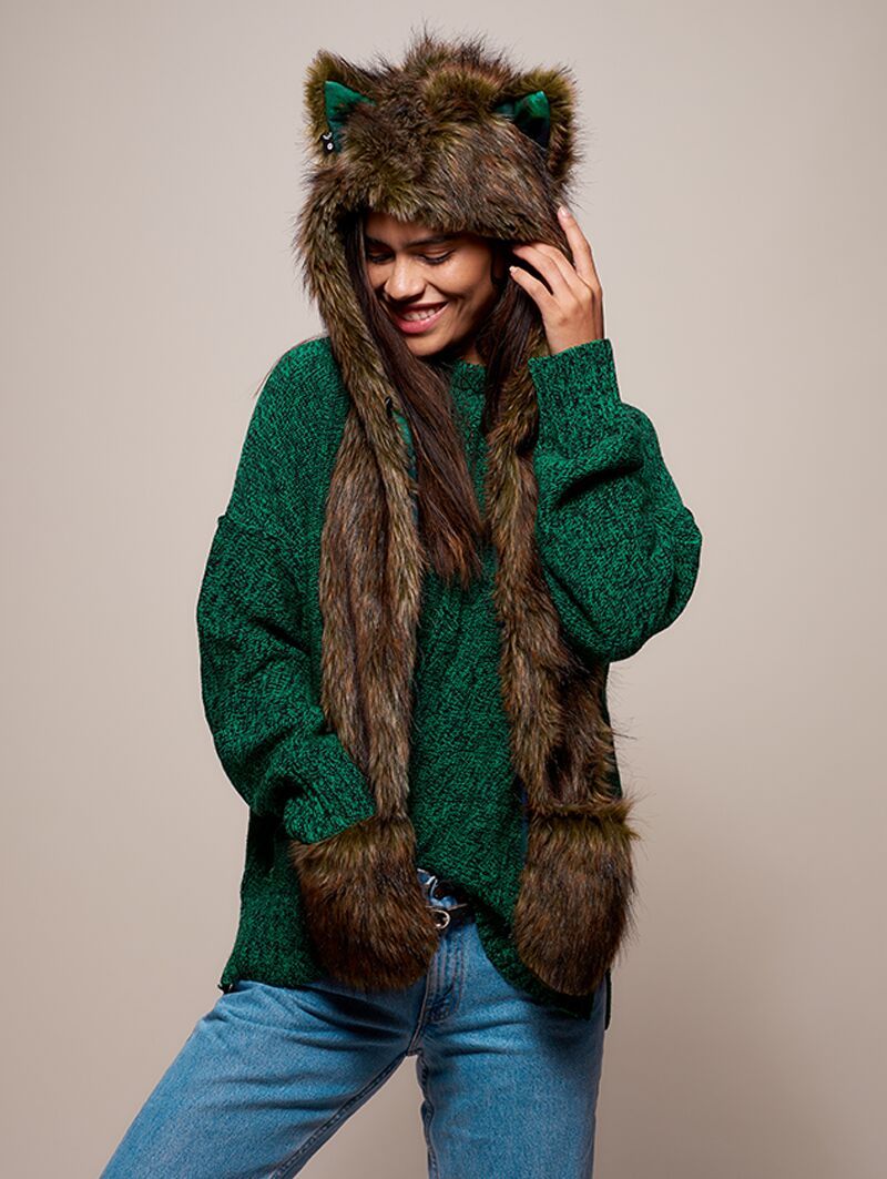 Hooded Faux Fur with Galaxy Forest Fox Design