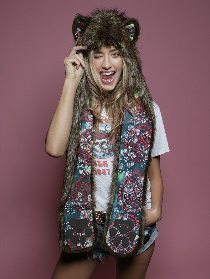 Woman wearing faux fur Limited Edition Forest Fox SpiritHood