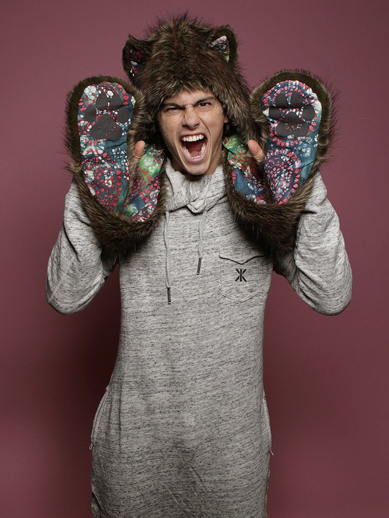 Man wearing Limited Edition Forest Fox Faux Fur SpiritHood, front view 1
