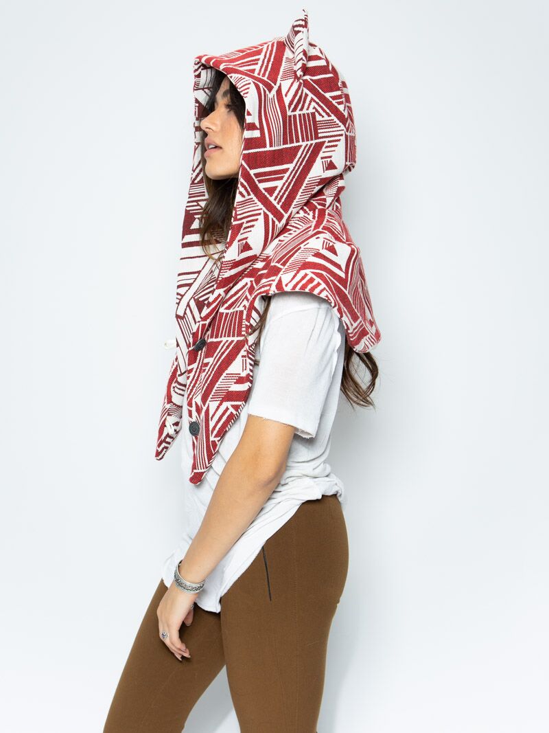 LE Wild Wolf Fabric Shawl with Hood