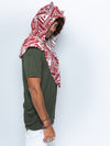Man wearing LE Wild Wolf Fabric Shawl SpiritHood, side view 1