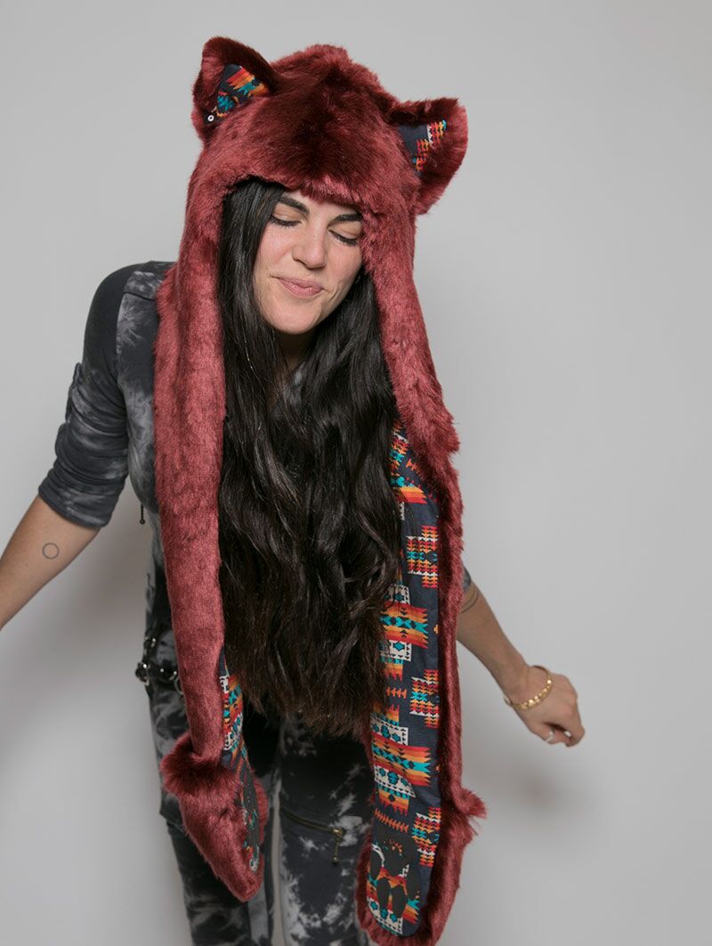 Female Wearing Limited Edition Fire Wolf SpiritHood