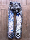 Hooded Faux Fur with Frosted Inverse Galaxy Fox Design