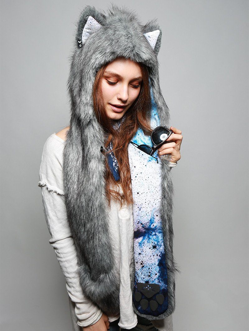 Frosted Inverse Galaxy Fox Collector Faux Fur with Hood on Female