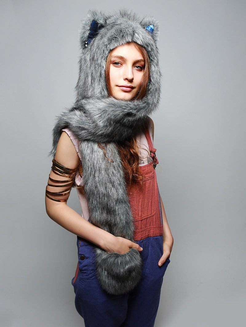 Female Wearing Frosted Wolf Collector SpiritHood 