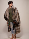 Male Model Wrapped in Grey Wolf Galaxy Throw 