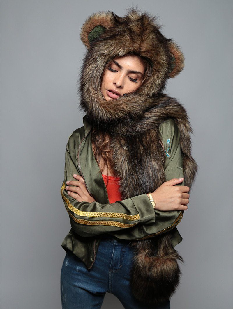 Female Wearing Grizzly Bear Italy SpiritHood 