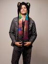 Man wearing CE Sangria Galaxy Wolf SpiritHood, front view 2