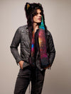 Man wearing CE Sangria Galaxy Wolf SpiritHood, side view 2