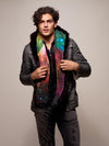Man wearing CE Sangria Galaxy Wolf SpiritHood, front view 3