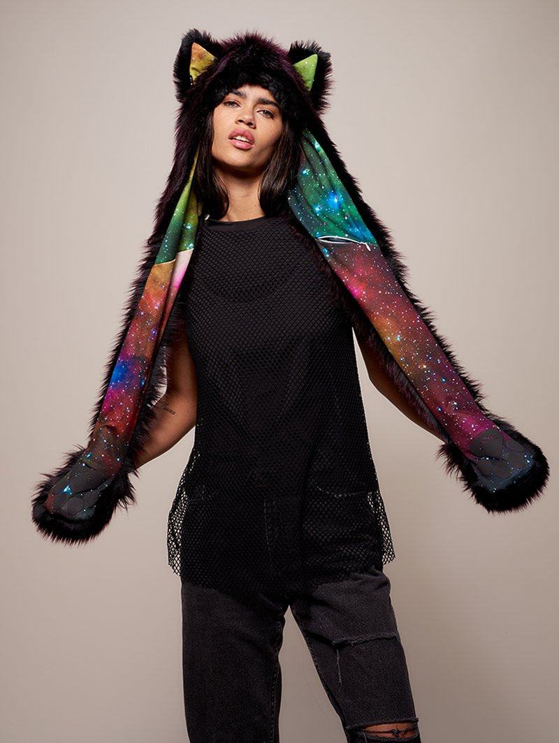 CE Sangria Galaxy Wolf Hooded Faux Fur
