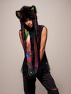 Female Wearing Sangria Galaxy Wolf SpiritHood 