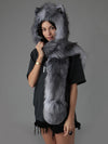 Grey Fox Collector Edition Hooded Faux Fur on Female Model