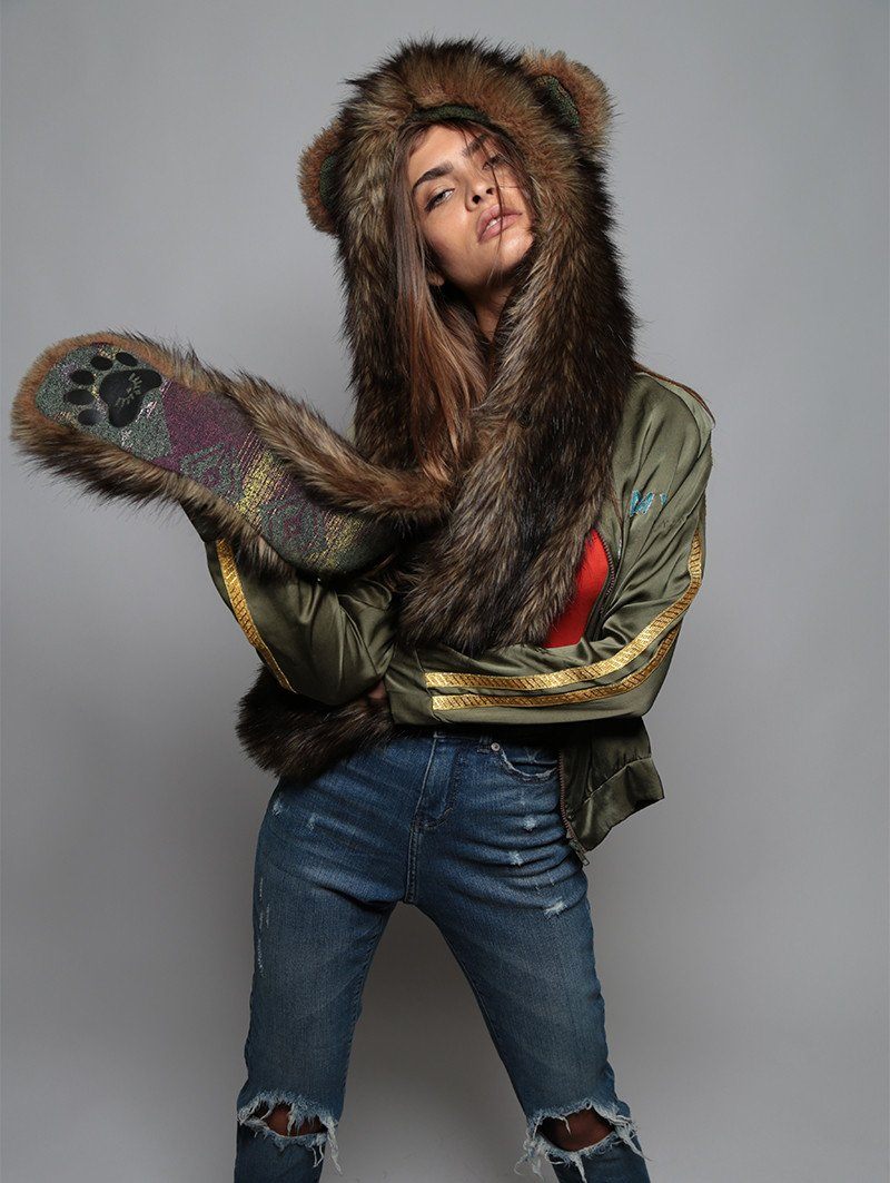 Grizzly Bear Italy Hooded Faux Fur