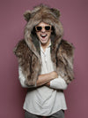 Man wearing Grizzly Italy Faux Fur SpiritHood Shawl