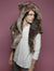 Man wearing Grizzly Italy Faux Fur SpiritHood Shawl, side view 2
