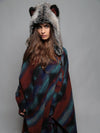 Female Wearing Moon Cape + Grey Wolf 1/2 Hood Bundle