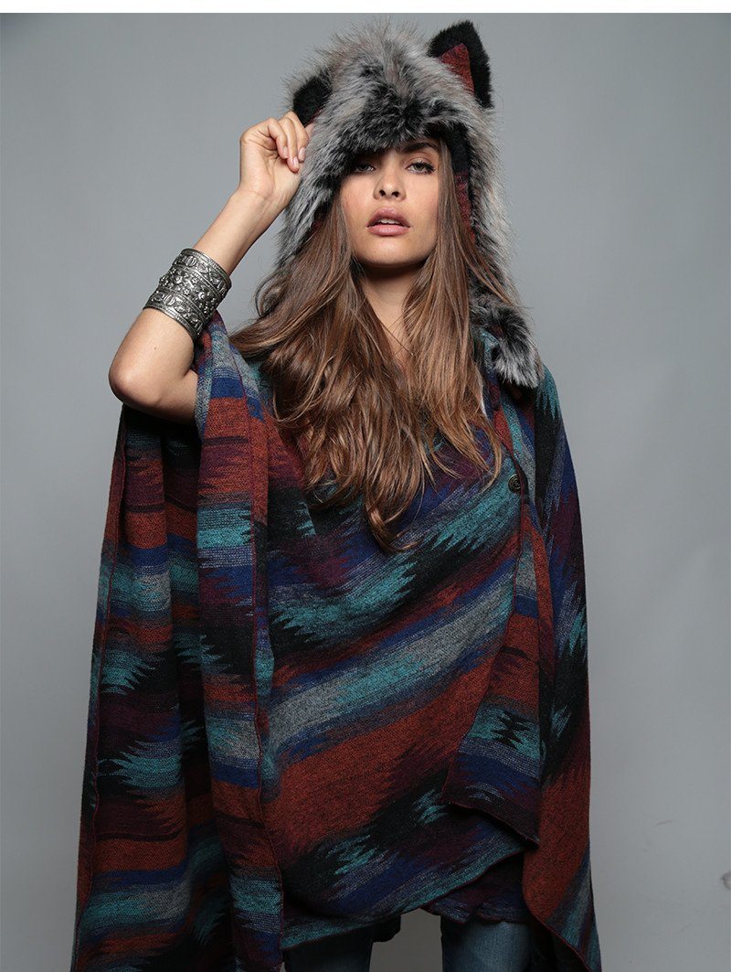 Moon Cape + Grey Wolf Faux Fur 1/2 Hood Bundle on Female