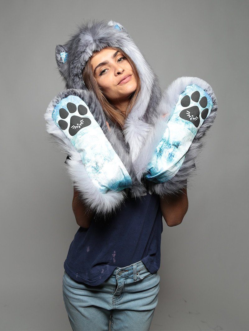 Hooded Faux Fur with Grey Fox BlueSkyMagic Design
