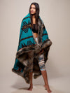 Interior Liner View of Grey Wolf Faux Fur Throw