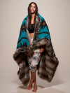 Grey Wolf Faux Fur Throw on Female Model