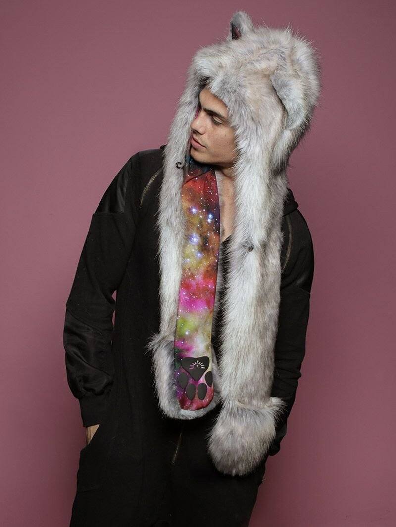 Faux Fur Timber Wolf Galaxy SpiritHood