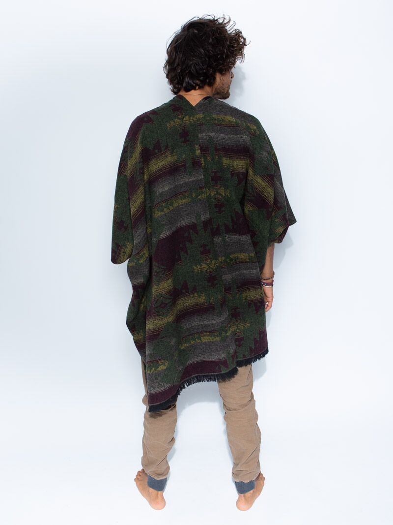 Man wearing Grizzly SpiritHoods Poncho *Unisex*, back view