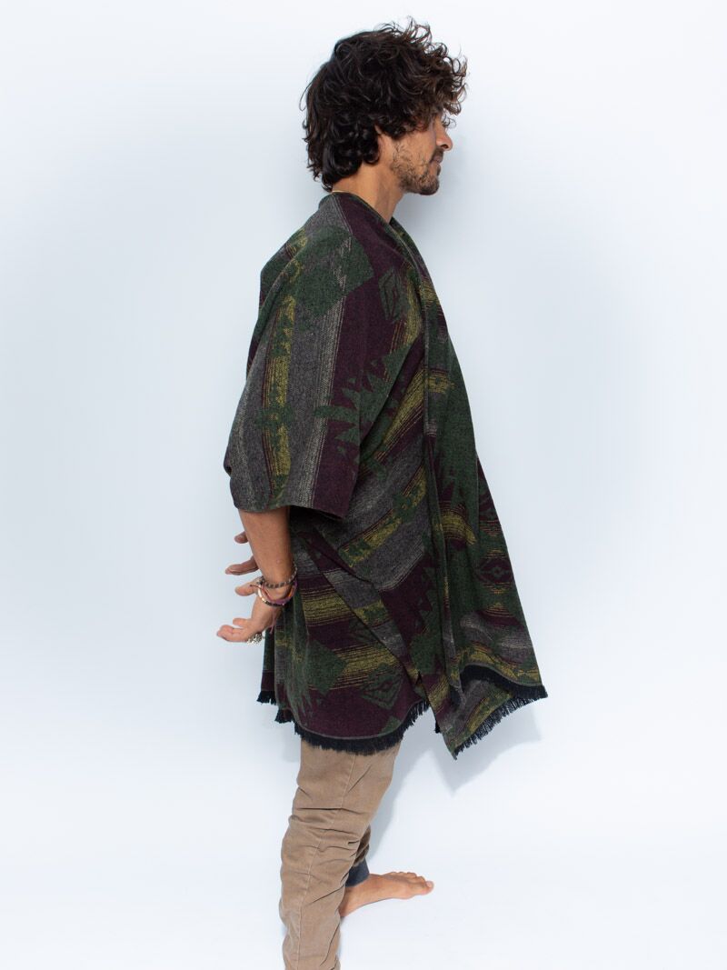 Man wearing Grizzly SpiritHoods Poncho *Unisex*, side view