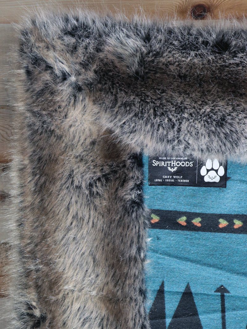 Reversible Grey Wolf Faux Fur Large Blanket with Liner View