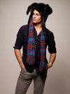 Man wearing faux fur Black Bunny GOA Collector SpiritHood, front view 1