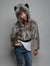 Grey Wolf Crop Jacket with Hood on Female