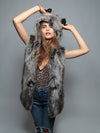Grey Wolf Hooded Faux Fur Vest