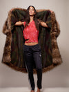 Female Holding Grizzly Faux Fur Throw 