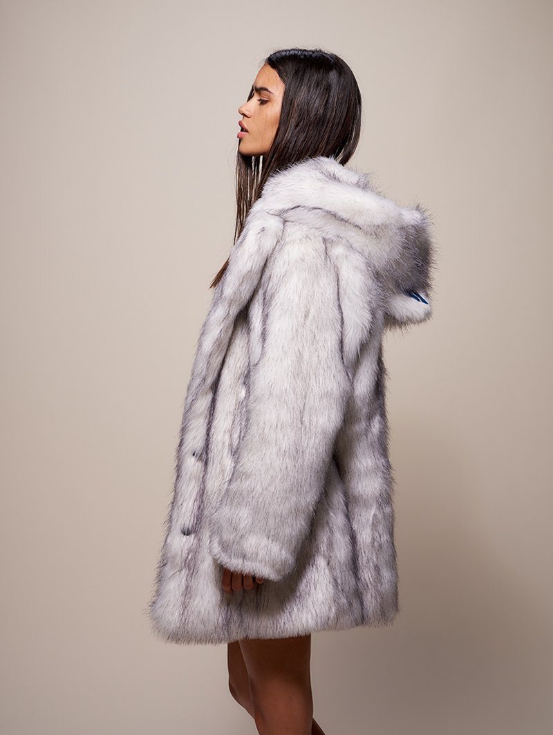 Limited Edition Husky Faux Fur Coat with Hood on Female