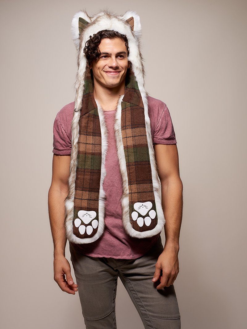 Man wearing faux fur Brown Husky Collector Edition SpiritHood