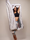 Female Holding Husky Baja Faux Fur Throw Showing Liner